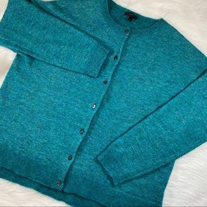 J Crew Mohair Cardigan Knit Sweater Teal XL B6185